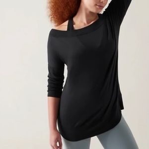 ATHLETA - Open Shoulder Sweater - Black - Small